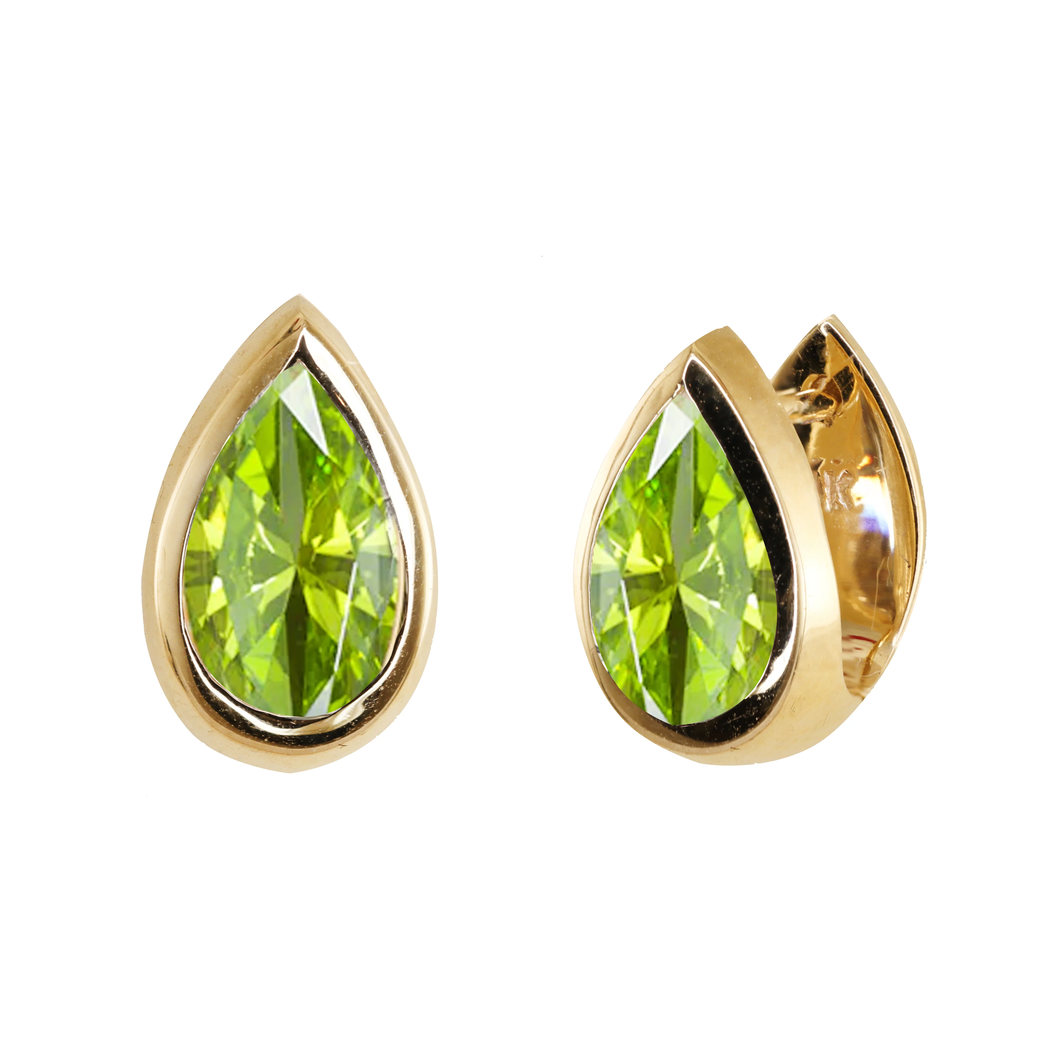 NEW! 14kt teardrop bezel hoops